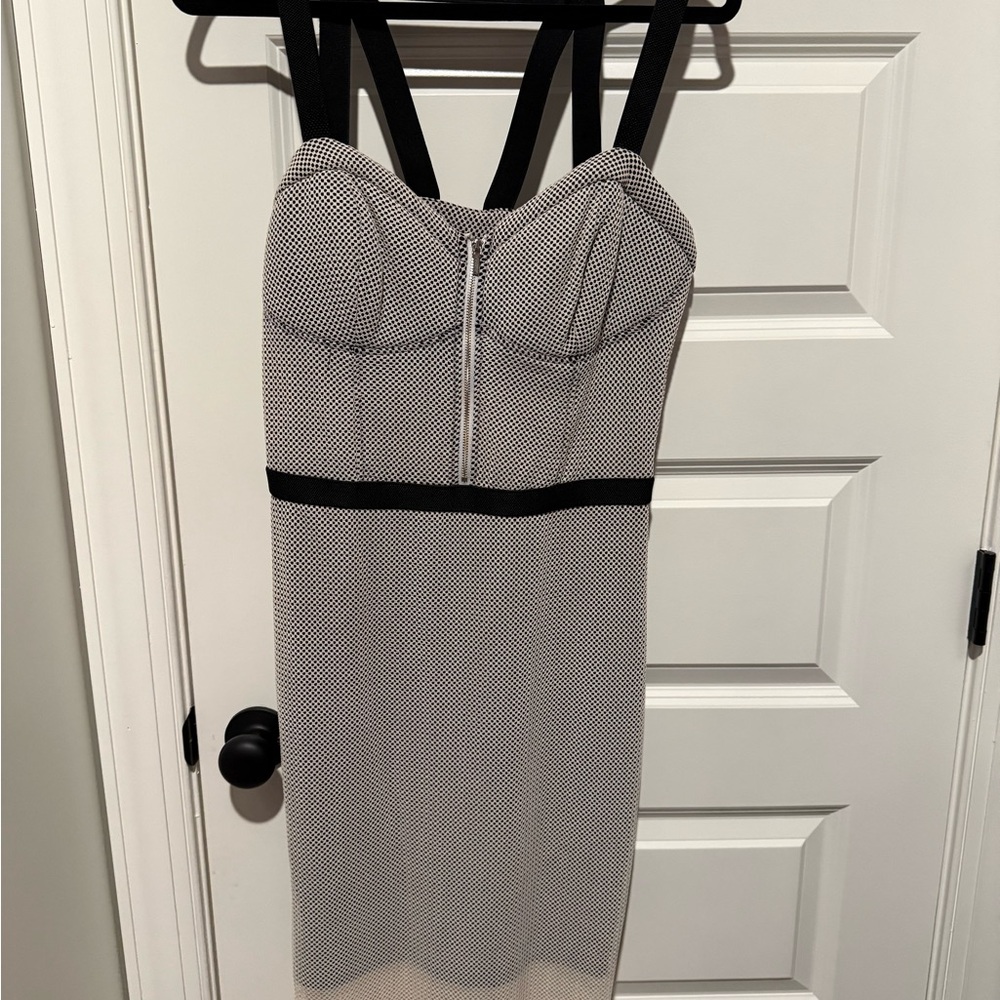 Bebe Strapless Black and White Dress